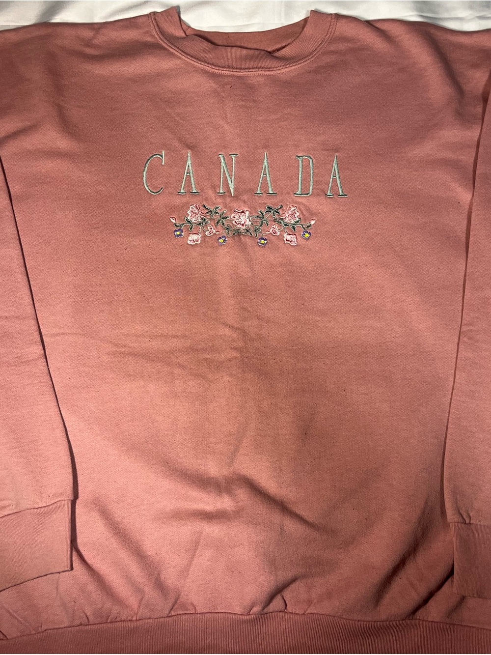 Vintage 90s Impressions Canada Floral‎ Embroidered Pink Sweater Women’s XL